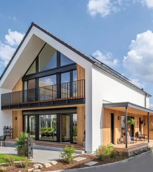 Musterhaus Klara Regnauer Außenansicht mit Garten