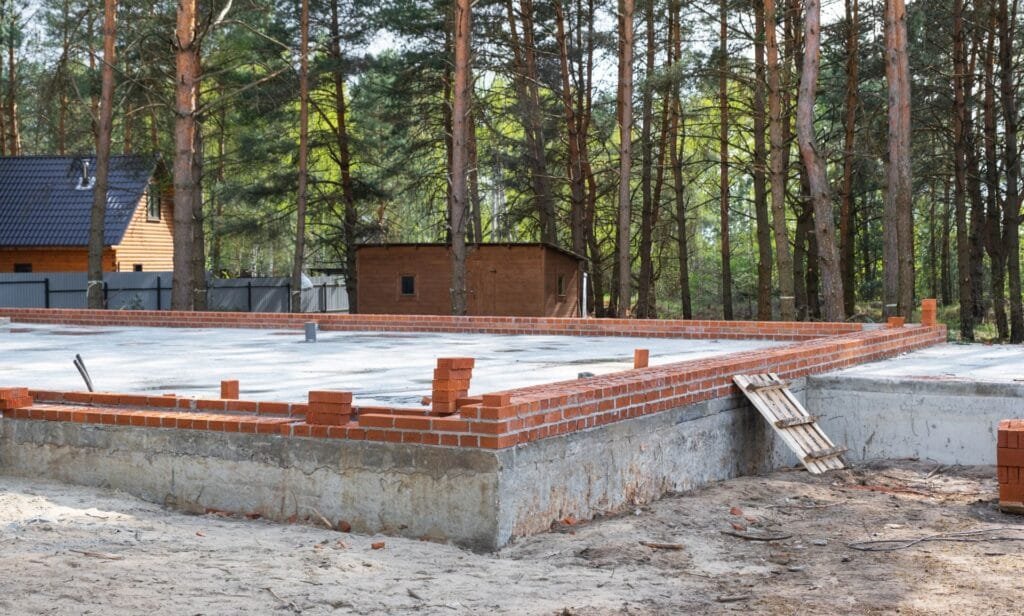 Bodenplatte eines Hauses im Bau