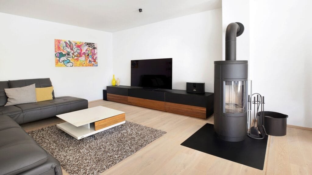 Wohnzimmer im Haus Malhela mit Kamin