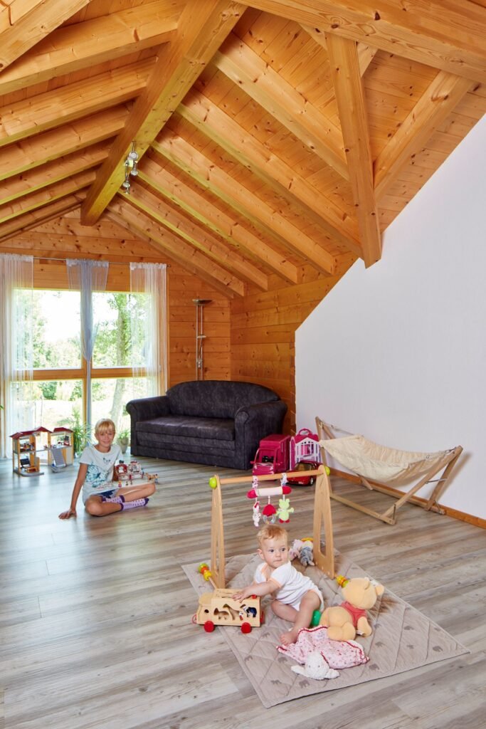 RemsMurr Holzhaus Rosengarten Wohnzimmer