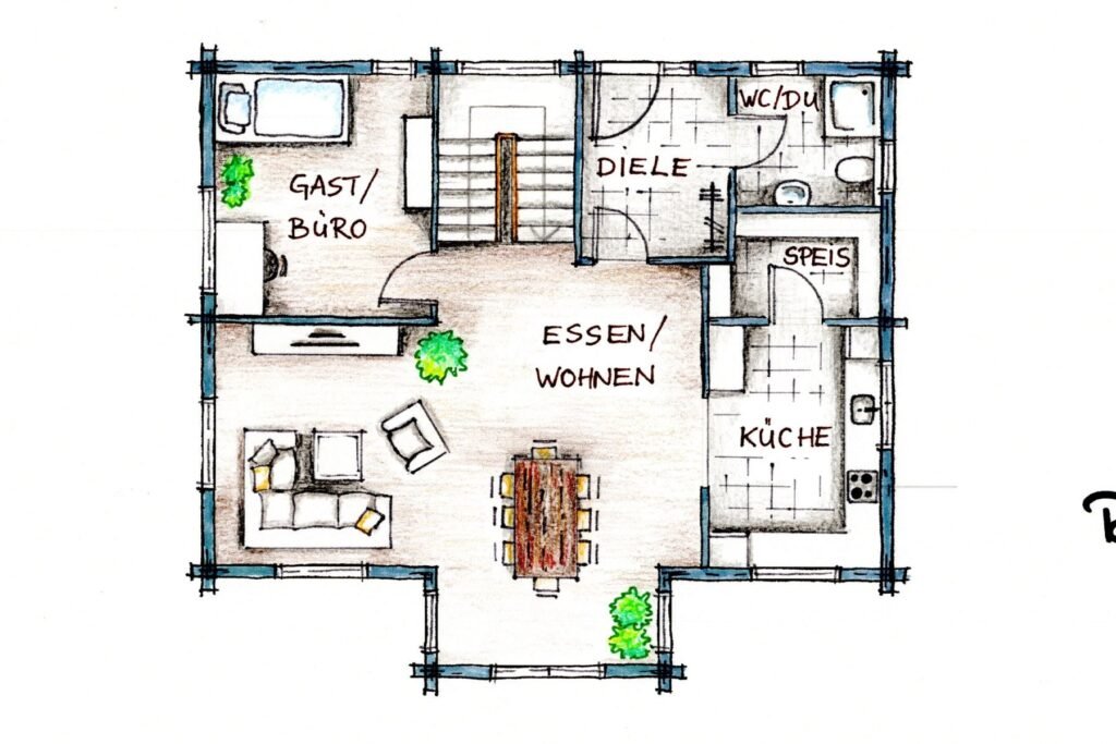 Rosengarten Rems Murr Holzhaus Erdgeschoss