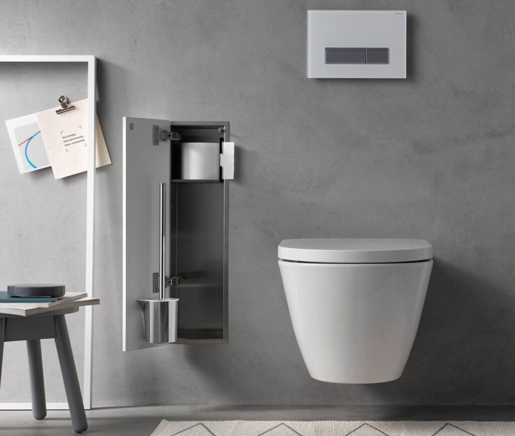 WC-Module Asis plus unsichtbarer Wandschrank fürs Bad für Klobürste von Emco