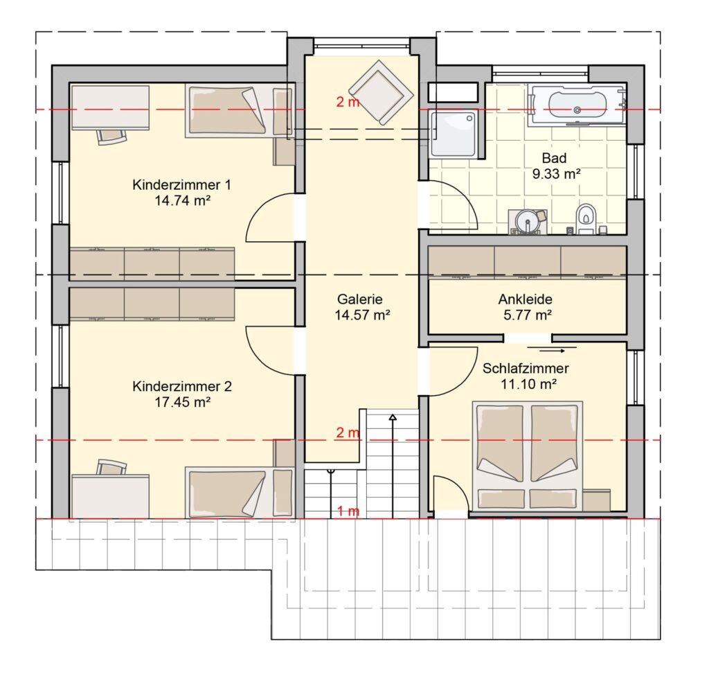 Dachgeschossgrundriss des Fingerhut Hauses Vinaro